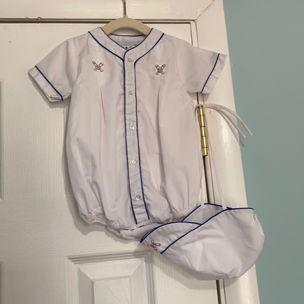 Petit Ami Baseball Bubble w Hat- 6 Month